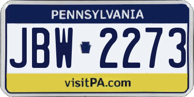 PA license plate JBW2273