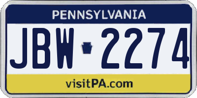 PA license plate JBW2274