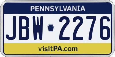 PA license plate JBW2276
