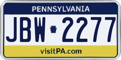 PA license plate JBW2277