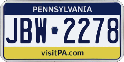 PA license plate JBW2278