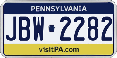 PA license plate JBW2282