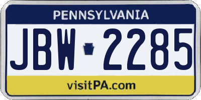 PA license plate JBW2285