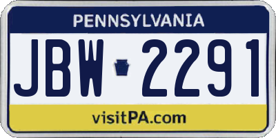 PA license plate JBW2291