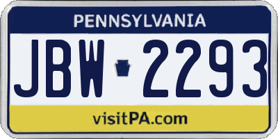 PA license plate JBW2293