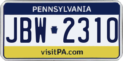 PA license plate JBW2310