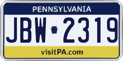 PA license plate JBW2319