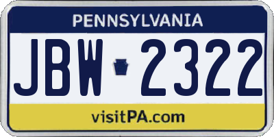 PA license plate JBW2322