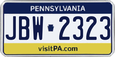 PA license plate JBW2323