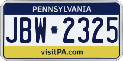 PA license plate JBW2325