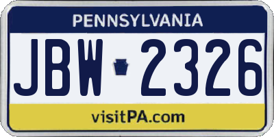 PA license plate JBW2326