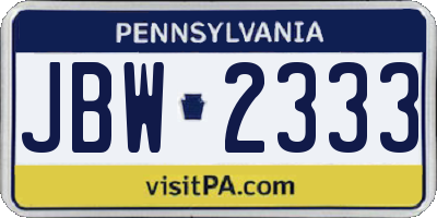 PA license plate JBW2333
