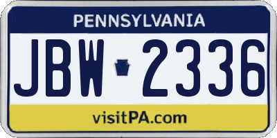 PA license plate JBW2336