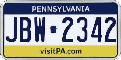 PA license plate JBW2342