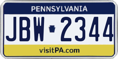 PA license plate JBW2344