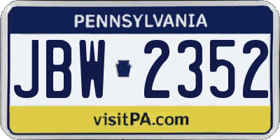 PA license plate JBW2352