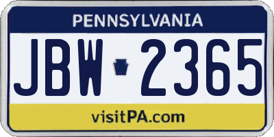 PA license plate JBW2365