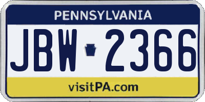 PA license plate JBW2366