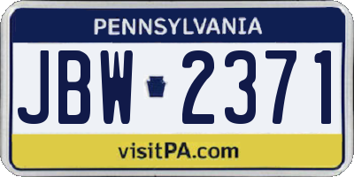 PA license plate JBW2371