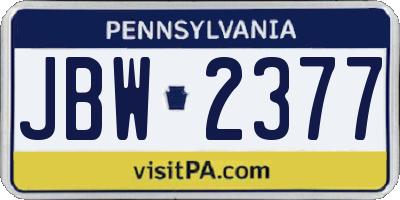 PA license plate JBW2377