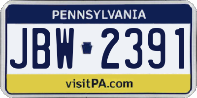 PA license plate JBW2391