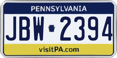 PA license plate JBW2394