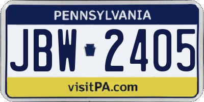 PA license plate JBW2405