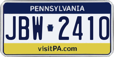 PA license plate JBW2410
