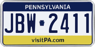 PA license plate JBW2411
