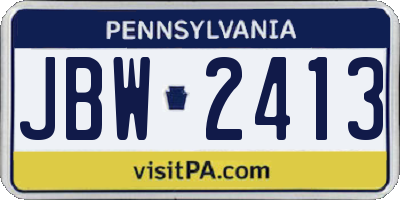 PA license plate JBW2413