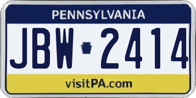 PA license plate JBW2414
