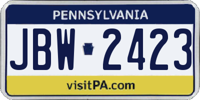 PA license plate JBW2423