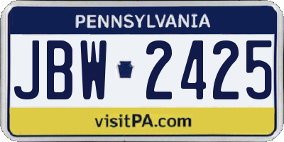 PA license plate JBW2425
