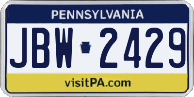 PA license plate JBW2429