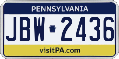 PA license plate JBW2436