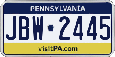 PA license plate JBW2445