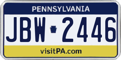 PA license plate JBW2446