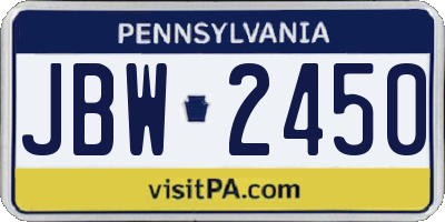 PA license plate JBW2450