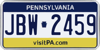 PA license plate JBW2459