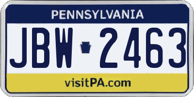 PA license plate JBW2463
