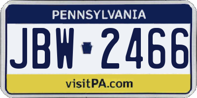PA license plate JBW2466