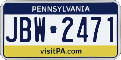 PA license plate JBW2471