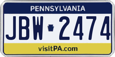 PA license plate JBW2474