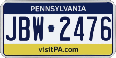 PA license plate JBW2476
