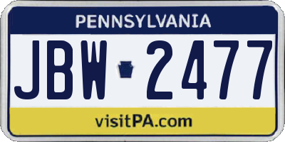 PA license plate JBW2477