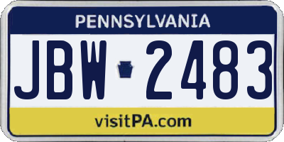 PA license plate JBW2483