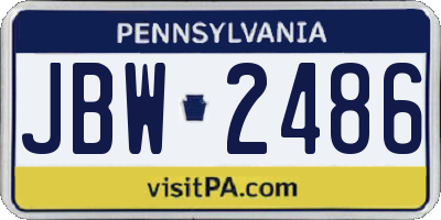 PA license plate JBW2486