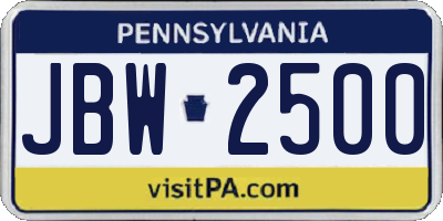 PA license plate JBW2500
