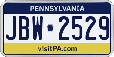 PA license plate JBW2529
