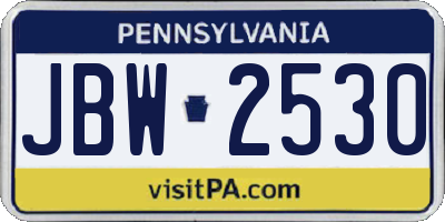 PA license plate JBW2530